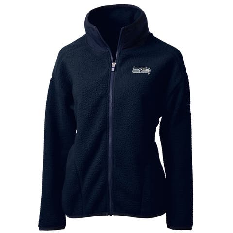 Women's Cutter & Buck College Navy Seattle Seahawks Cascade Eco Sherpa Fleece Full-Zip Jacket