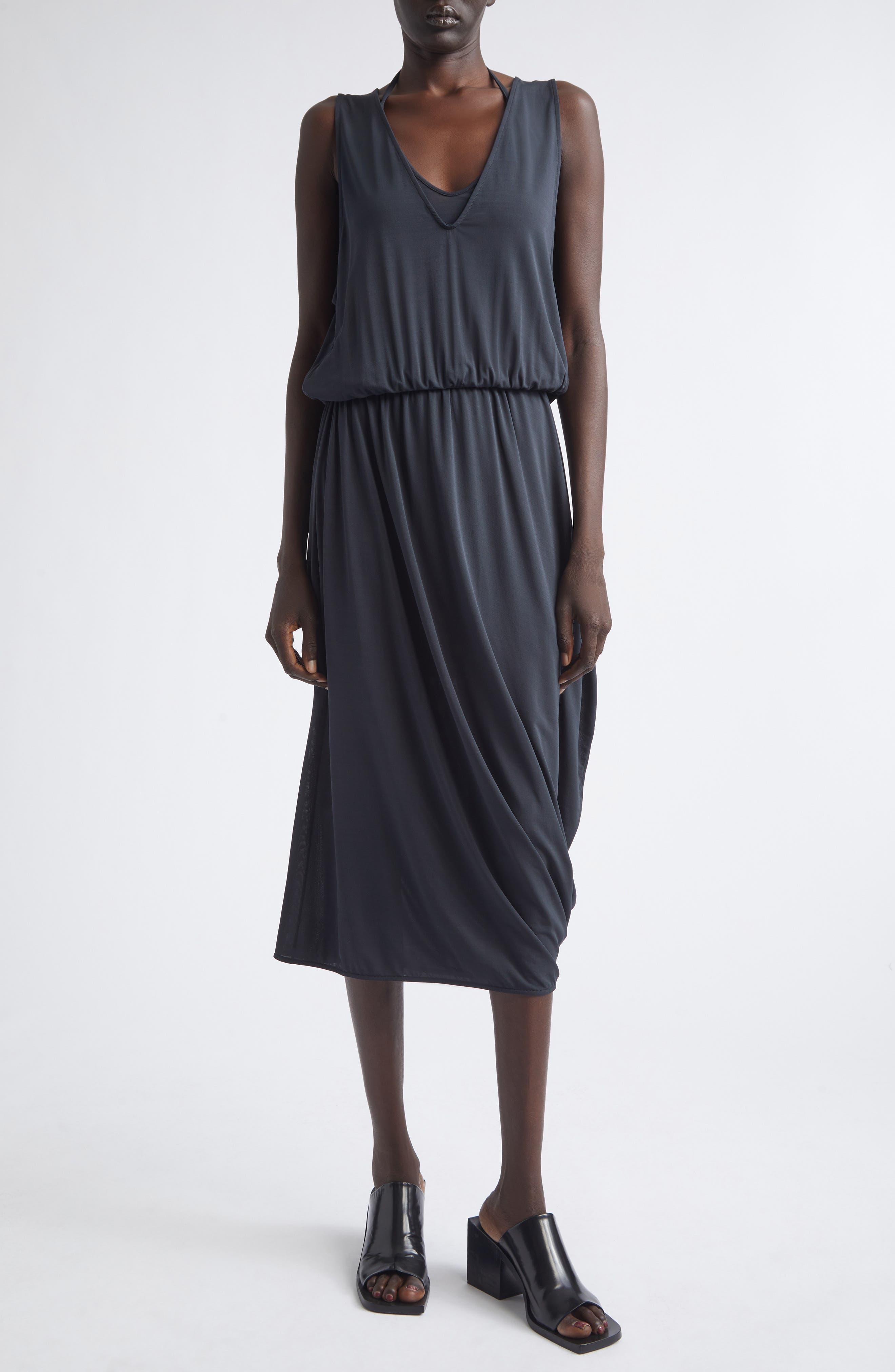 lemaire draped mesh jersey maxi dress Lemaire