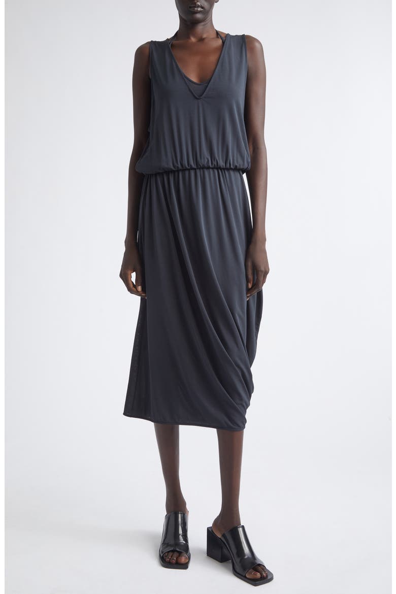 jersey dress for women Side Tie Long Sleeve Tall L / Black length sheath silhouette that moves with you from day to night Layered Draped Crepe Jersey Dress
