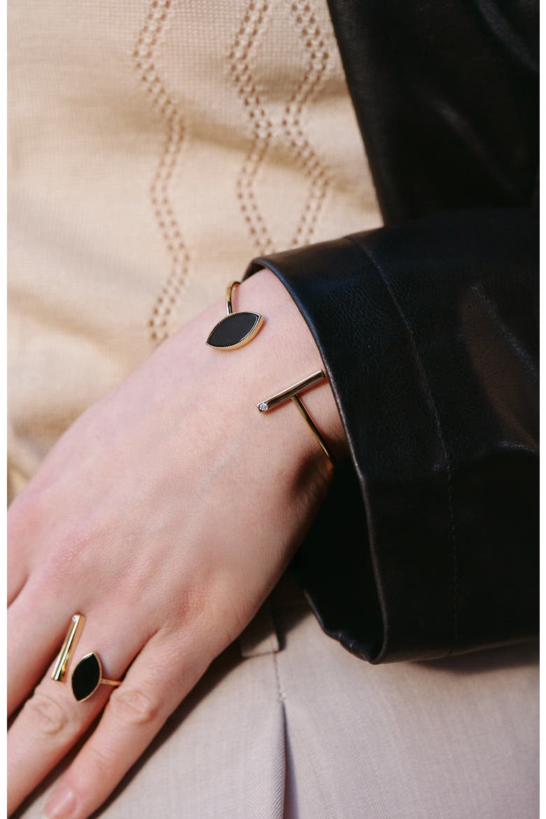 Black Eyes Bangle, Alternate, color, Black & Gold