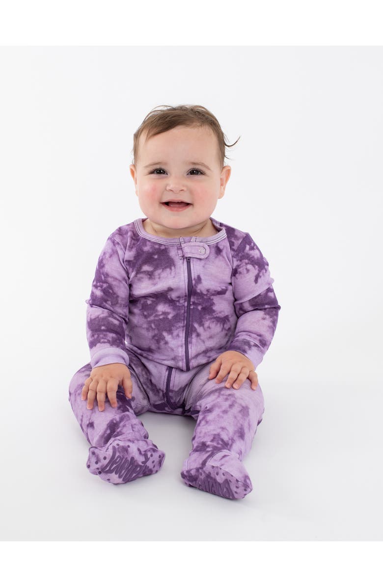 Leveret Footed Tie Dye Cotton Matching Family Pajamas, Alternate, color, Tie Dye Purple Mix