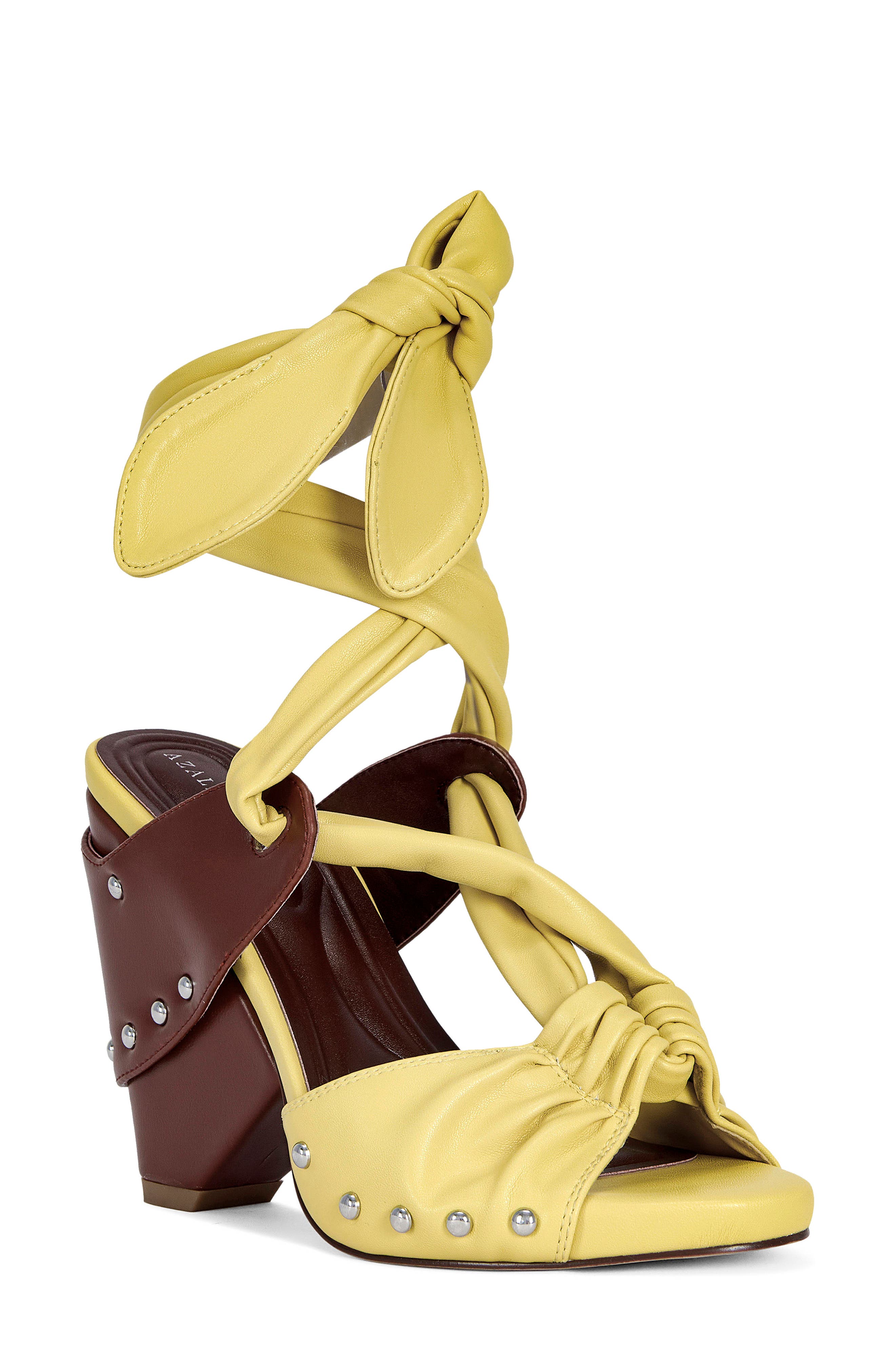 AZALEA WANG Aruba Ankle Tie Sandal, Main, color, Yellow