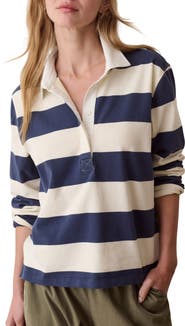Marine Layer Miracle Jersey Stripe Rugby Polo