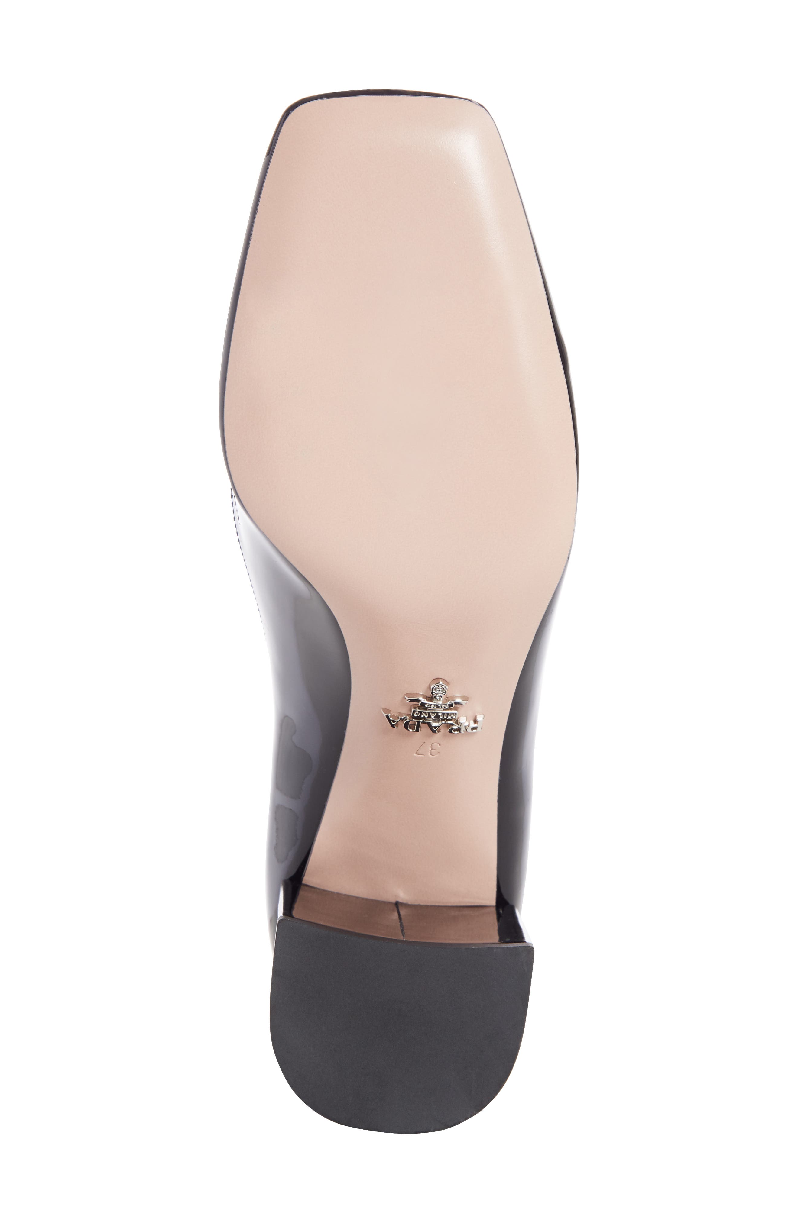 Prada Logo Plaque Block Heel Loafer Pump, Alternate, color, 