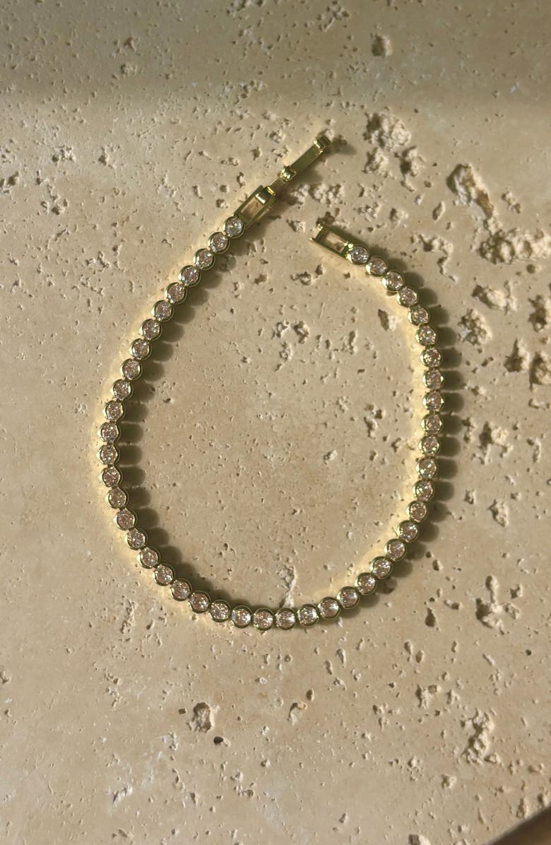 Adornia Bezel Crystal Tennis Bracelet, Alternate, color, Gold