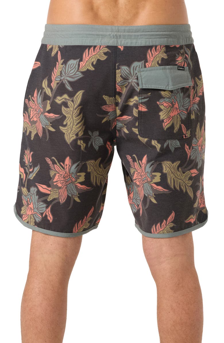 O'Neill Cruzer Stripe Scallop Board Shorts, Alternate, color, Black