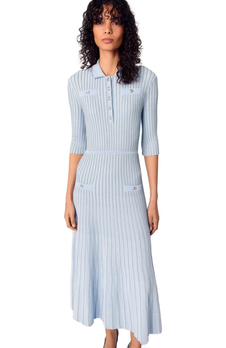 maje Rib knit midi dress, Alternate, color, 