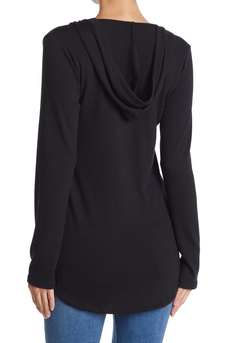 Hooded Tunic Sweater, Alternate, color, BLACK