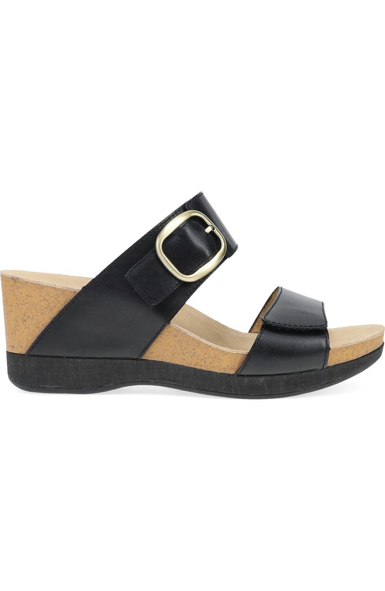 Dansko Shannon Platform Wedge Slide Sandal, Alternate, color, Black Burnished Nappa