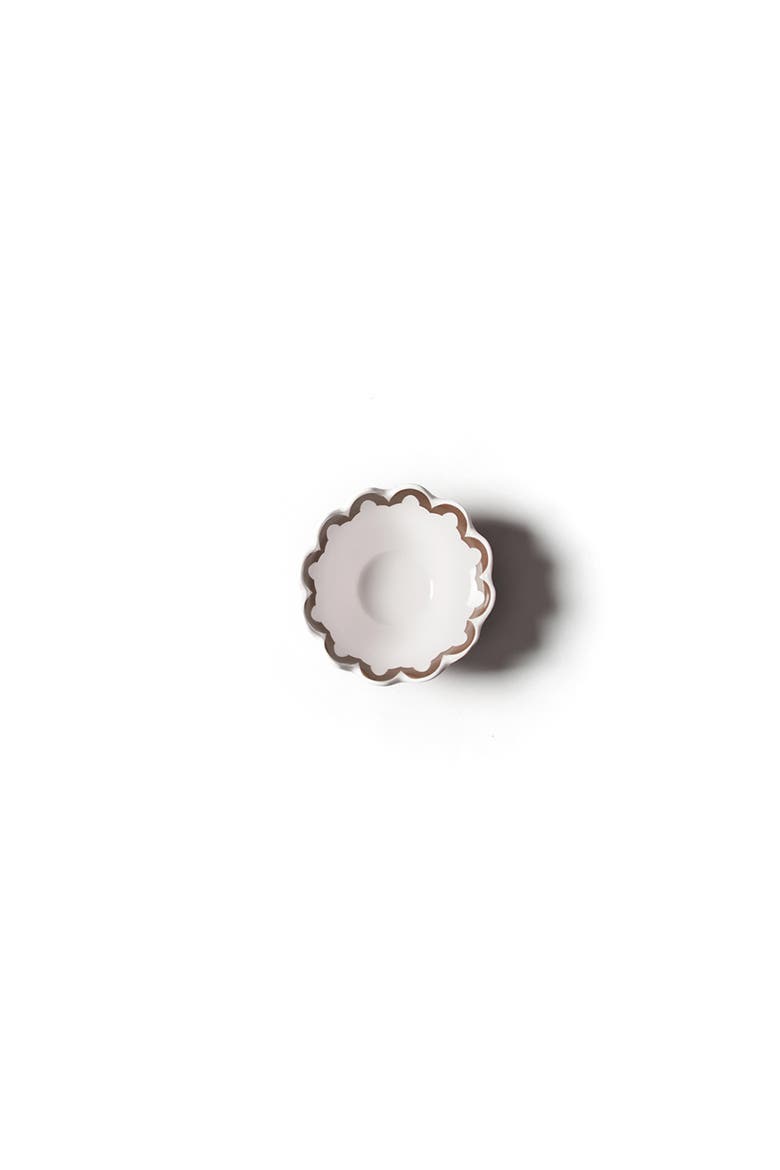 Russet Arabesque Trim Scallop Small Bowl, Alternate, color, Brown