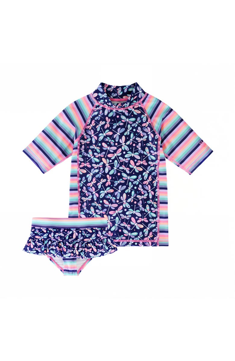 UV Skinz Short Sleeve Sunny Swim Set, Main, color, Darling Dragonflies