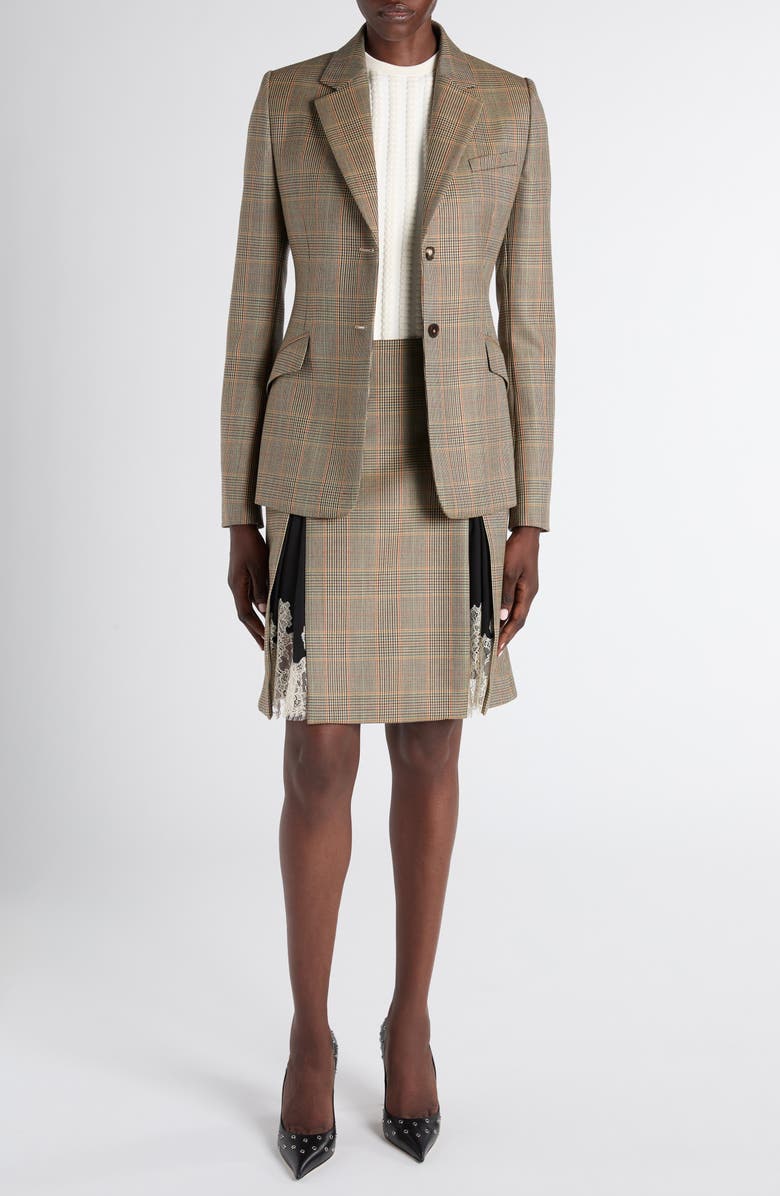 McQueen Country Glen Plaid Single Breasted Wool Blazer, Alternate, color, Off White Multi