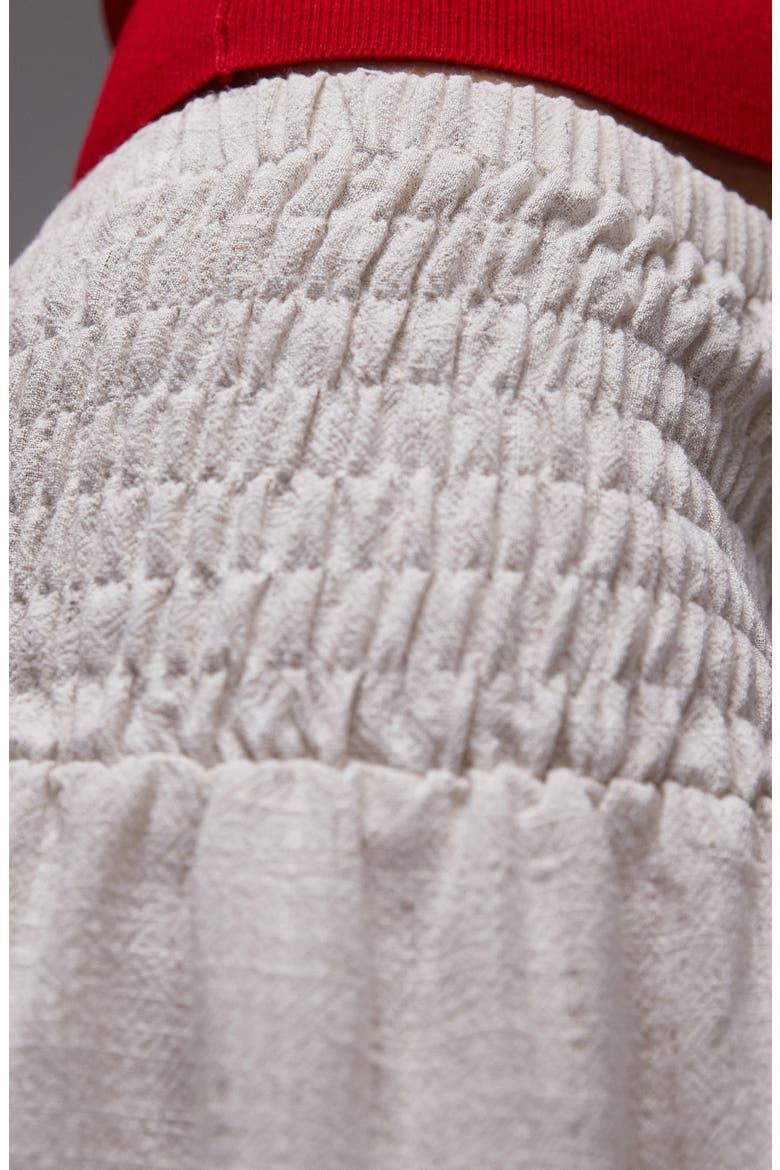 Smocked High Waist Miniskirt, Alternate, color, BEIGE
