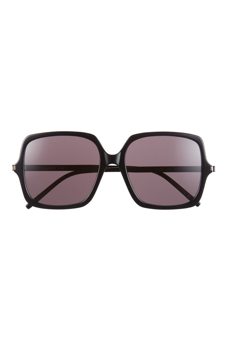 57mm Square Sunglasses, Main, color, BLACK BLACK BLACK