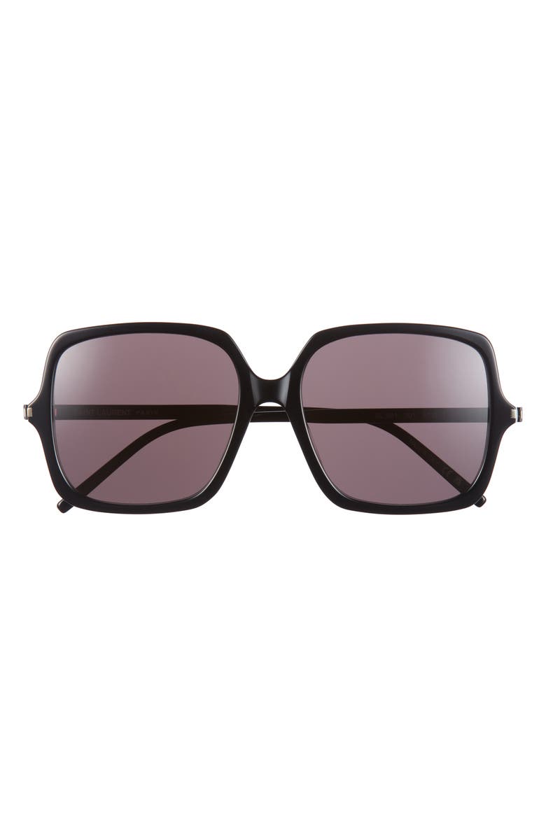 Saint Laurent 57mm Square Sunglasses, Main, color, Black Black Black