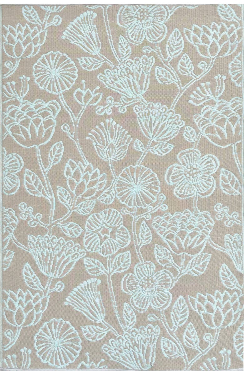 Mad Mats Line Flower Cool Aqua Rug, Main, color, 5'X8'