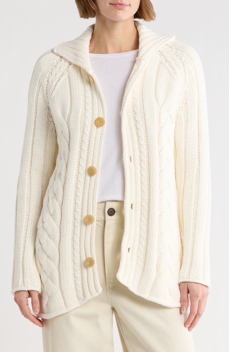 Frank & Eileen Cotswolds Cable Stitch Cotton Cardigan, Main, color, Ivory