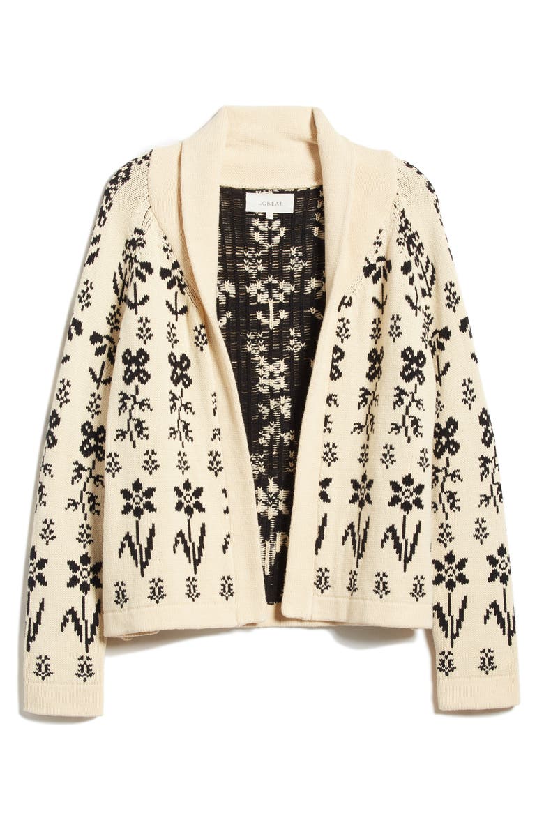 THE GREAT. The Garden Lodge Shawl Collar Open Sweater, Alternate, color, 