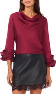 Vince Camuto Tiered Ruffle Sleeve Satin Top