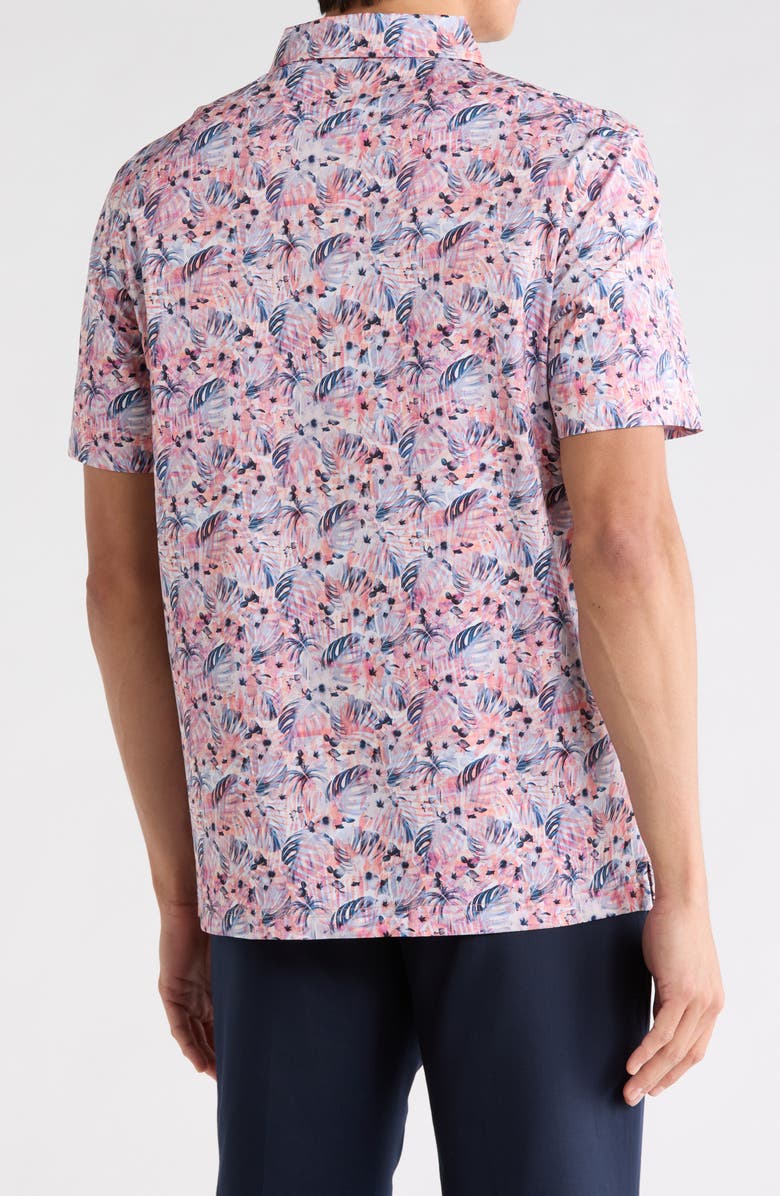 Bugatchi Printed Short Sleeve Polo, Alternate, color, Chili