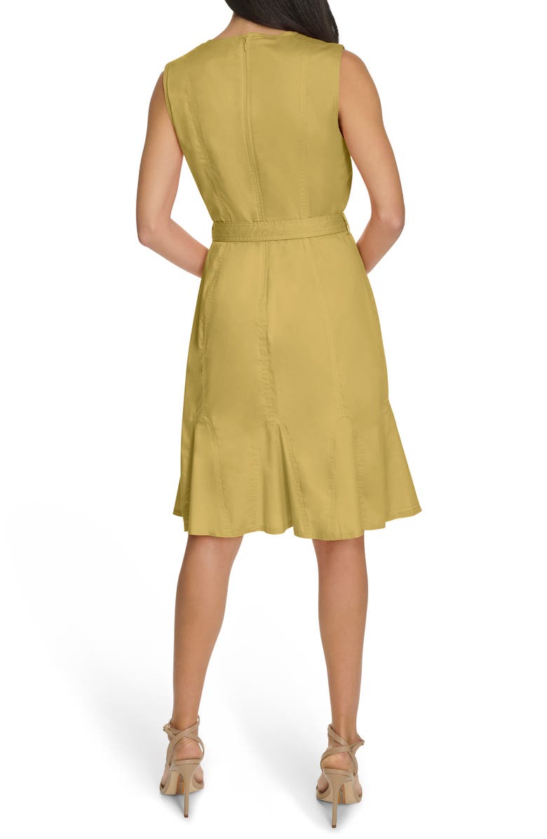 Calvin Klein Belted A-Line Dress, Alternate, color, Mustard