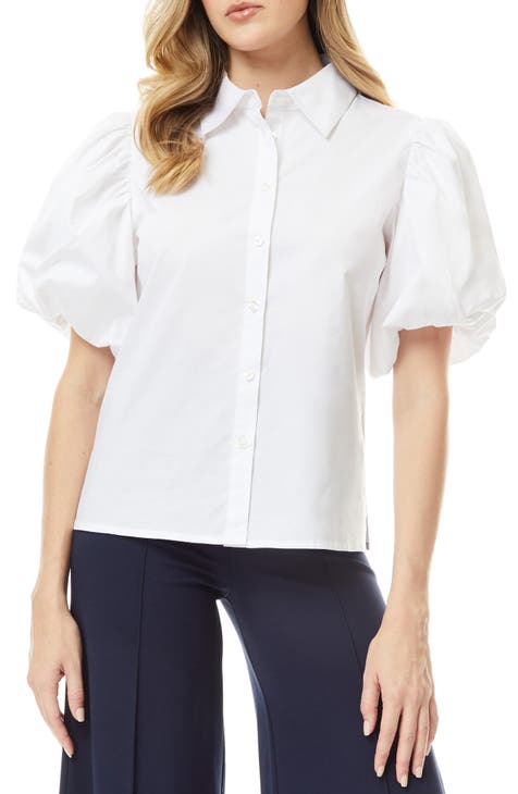 Abigail Puff Sleeve Button-Up Top