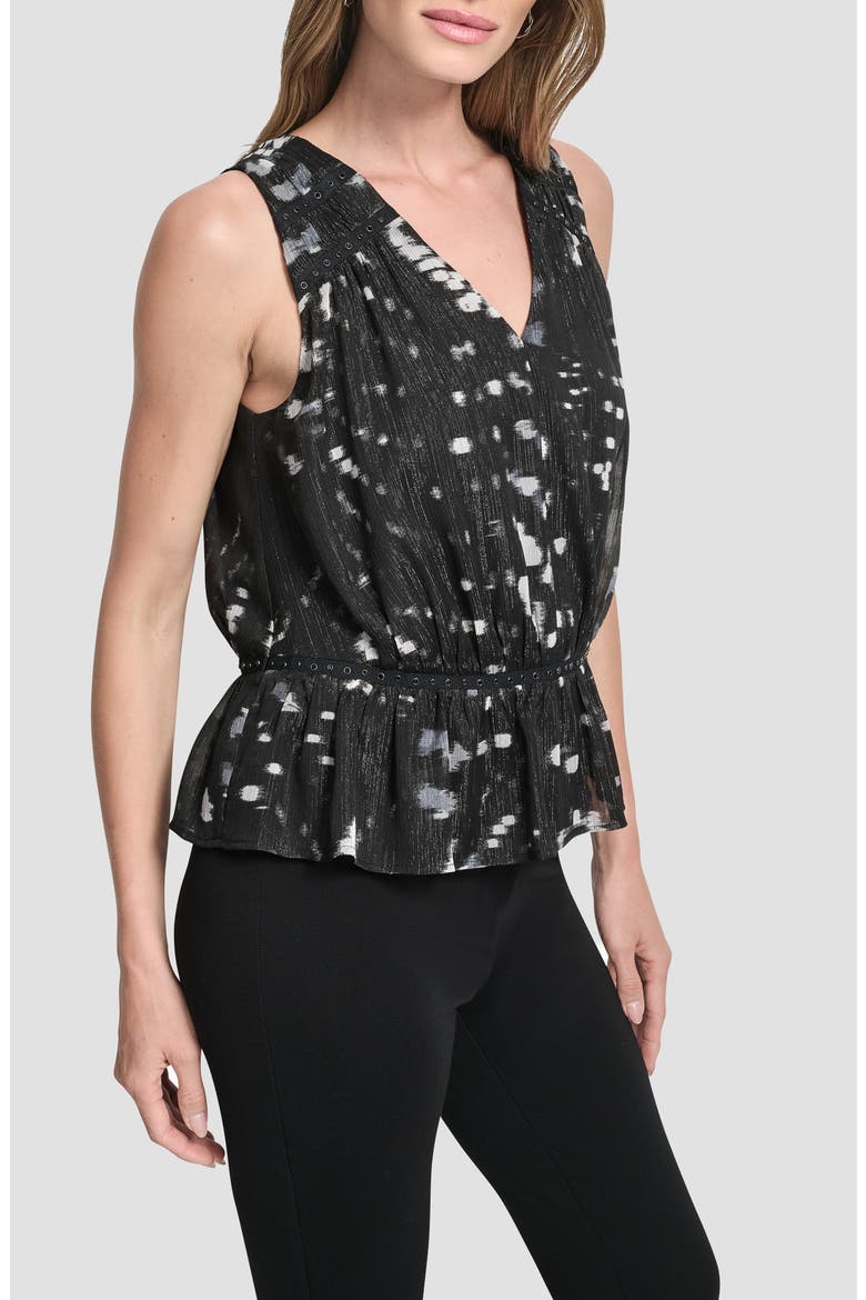 Shine Crinkle Chiffon Peplum Top, Alternate, color, REFLECTED LIGHTS