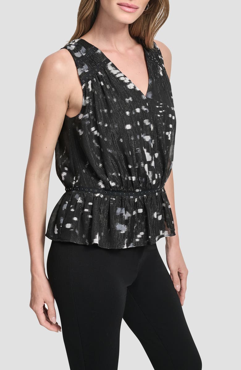 DKNY Shine Crinkle Chiffon Peplum Top, Alternate, color, Reflected Lights