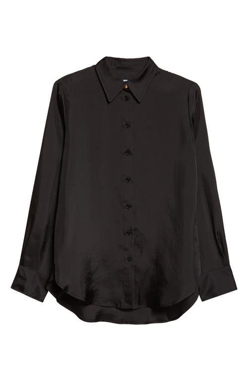 Eenk Classic Satin Button-up Shirt In Black