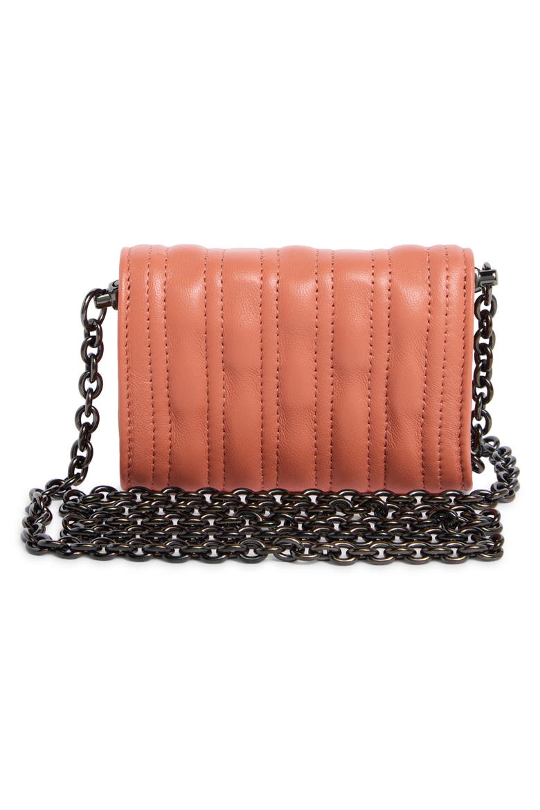 Brio Quilted Leather Card Holder on a Chain, Alternate, color, BLUSH