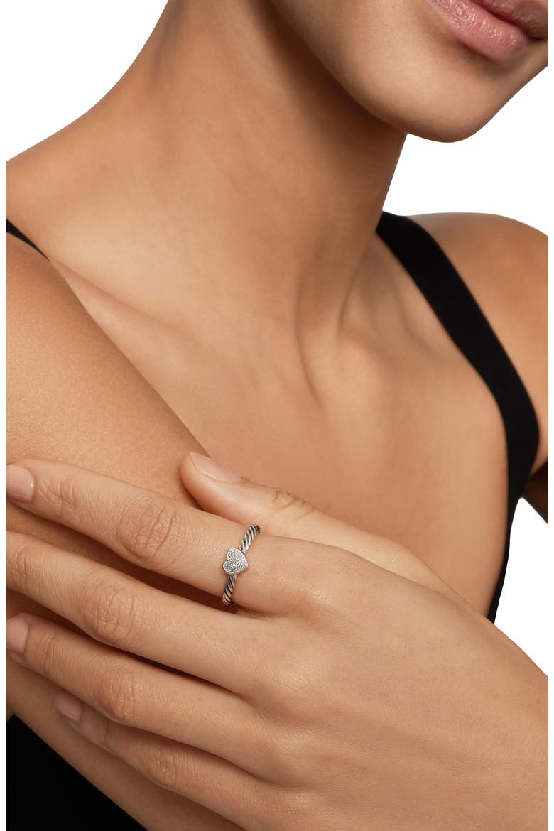 Cable Collectibles Pavé Diamond Heart Ring, Alternate, color, DIAMOND