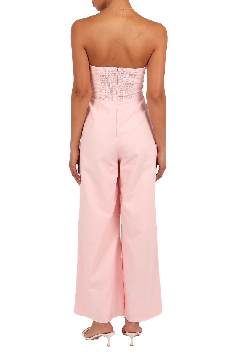 Petal & Pup Poppy Bow Detail Strapless Cotton Blend Jumpsuit, Alternate, color, 