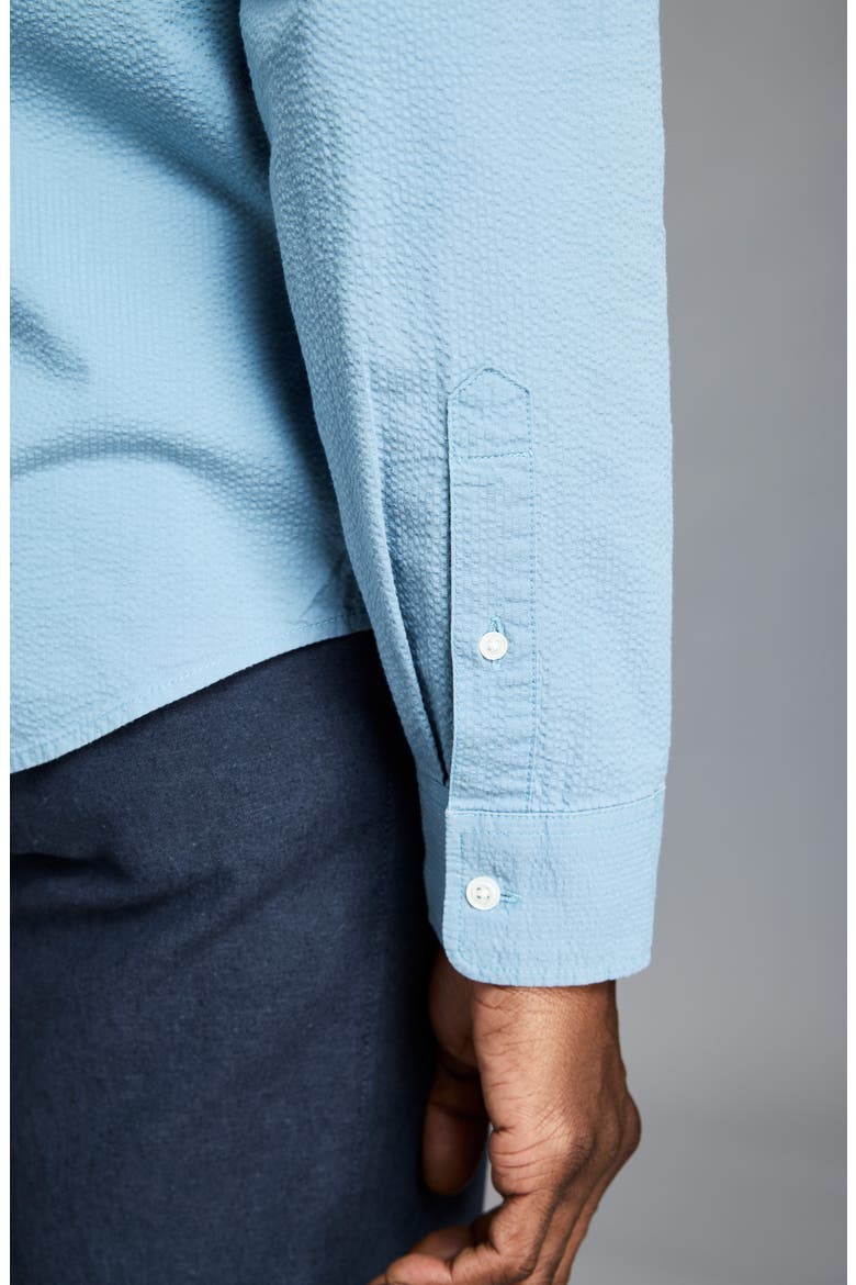 Cedar Seersucker Button-Up Shirt, Alternate, color, STEEL BLUE