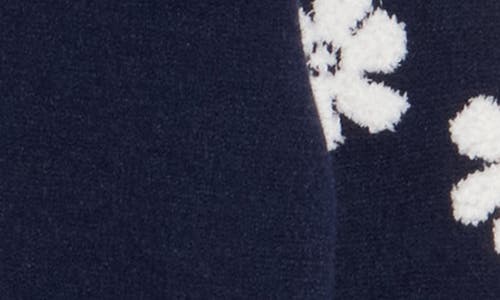 Bobeau Floral Sleeve Sweater In Blue