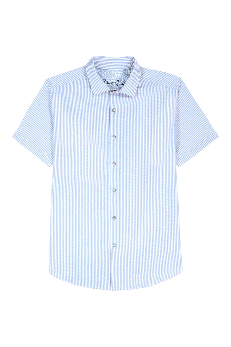 Fornillo Classic Fit Stripe Short Sleeve Button-Up Shirt, Alternate, color, NAVY