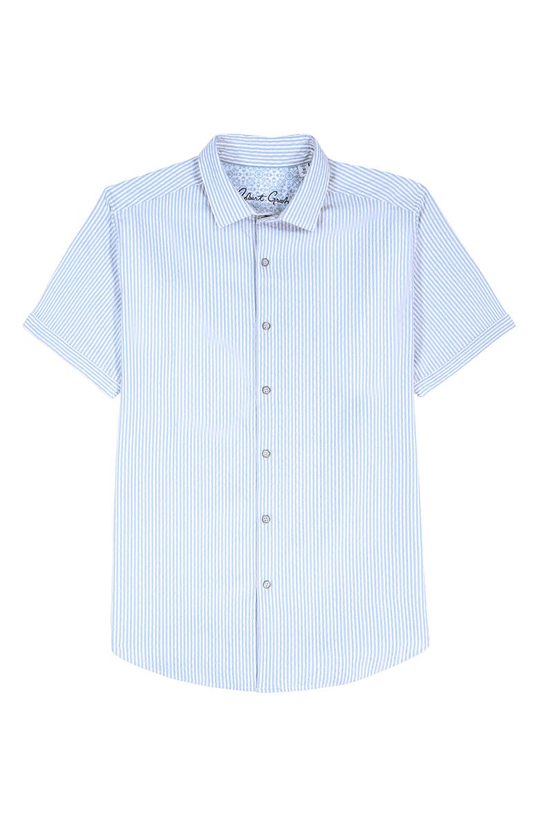 Robert Graham Fornillo Classic Fit Stripe Short Sleeve Button-Up Shirt, Alternate, color, Navy