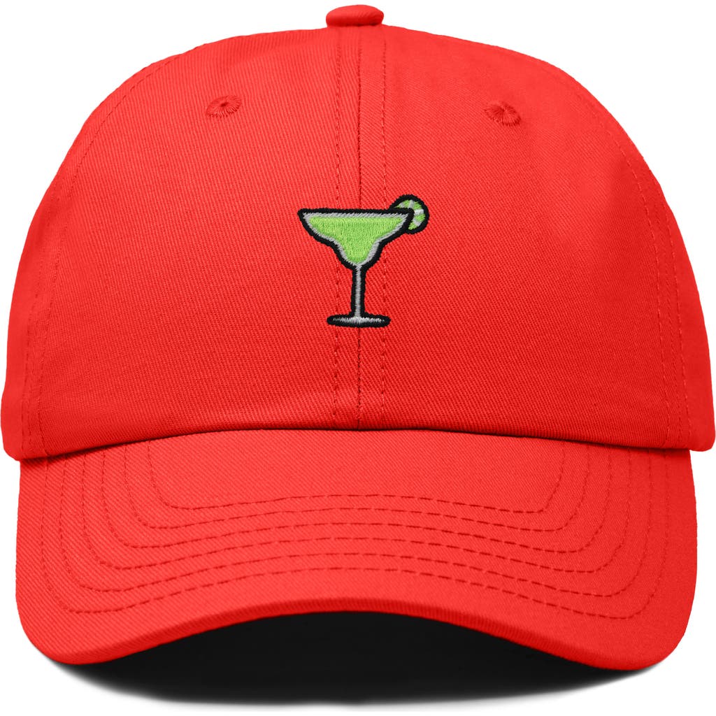 Dalix Margarita Embroidered Dad Hat In Red