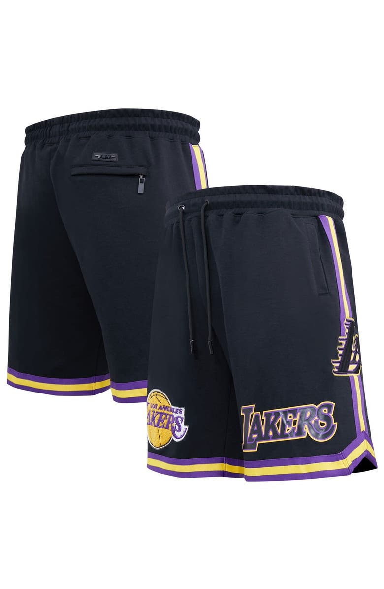 PRO STANDARD Men's Pro Standard Black Los Angeles Lakers Chenille Shorts, Main, color, 