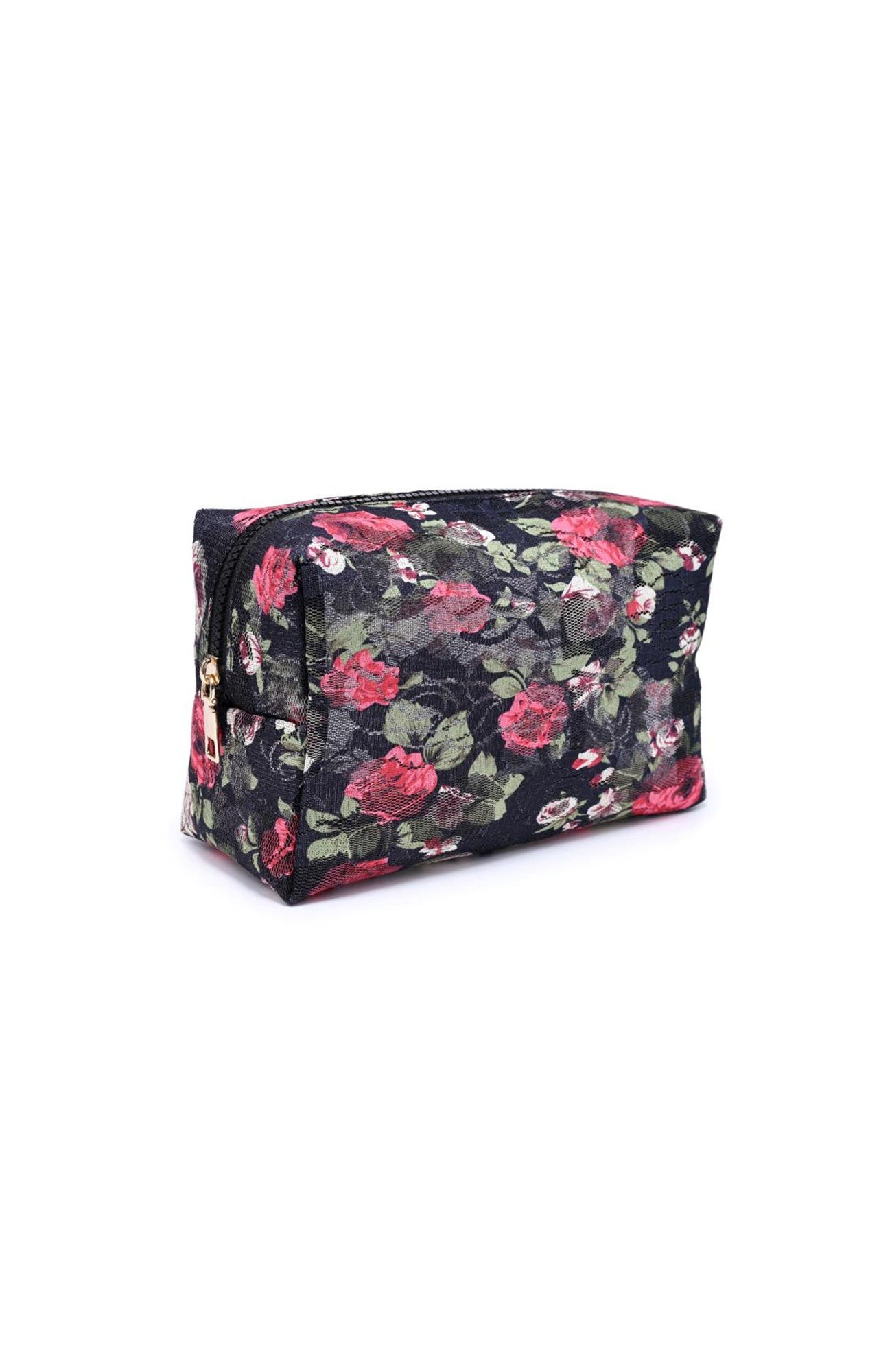Petal Play Cosmetic & Travel Organizer Pouch, Alternate, color, Black