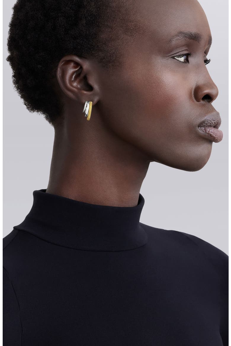 Caviar Lux Pavé Diamond Hoop Earrings, Alternate, color, TWO-TONE