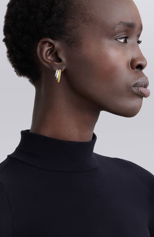 Lagos Two Tone Caviar Lux Three Ring Diamond Hoop Earrings, 0.16 Ct. T. W. In Two-tone