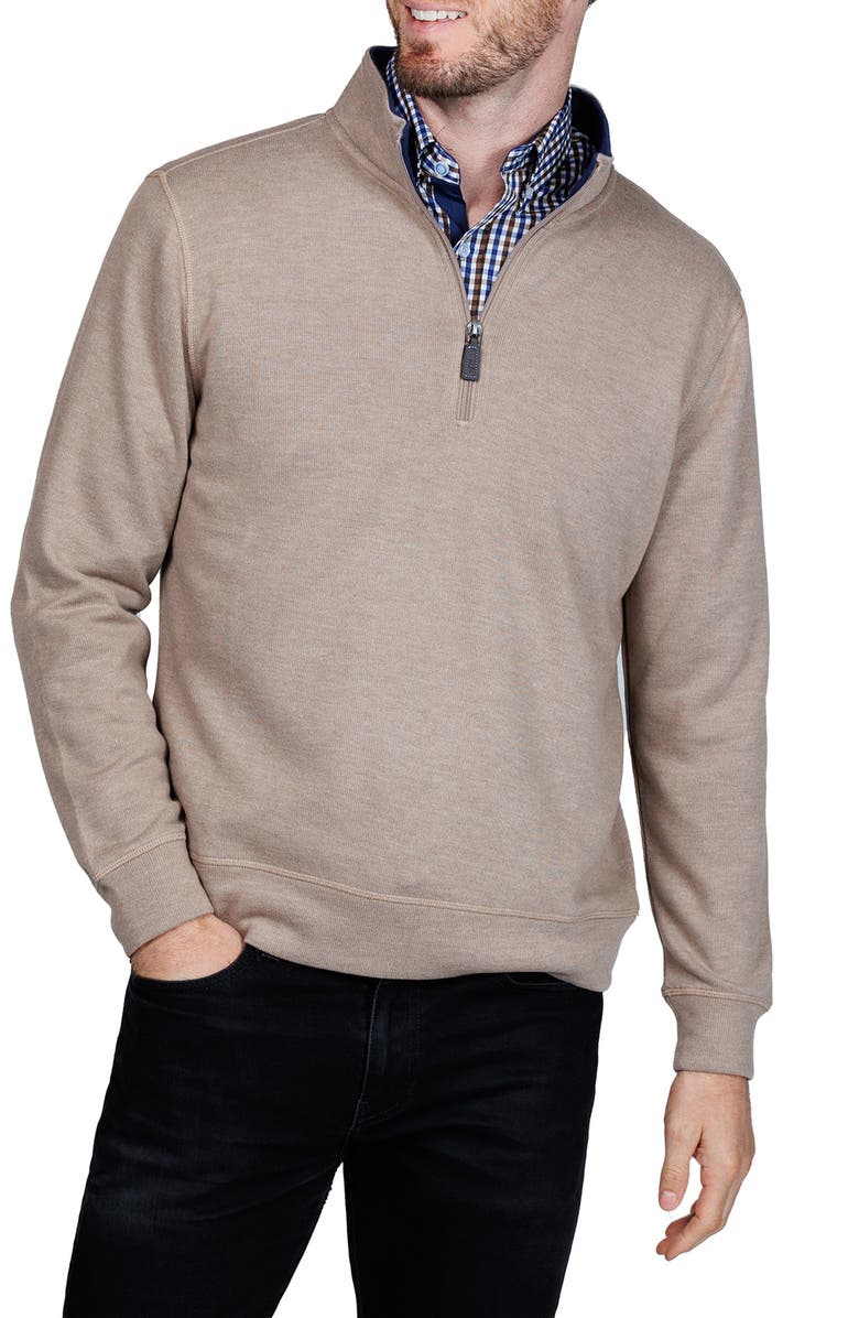 TailorByrd French Rib Quarter Zip Sweater, Alternate, color, Mocha