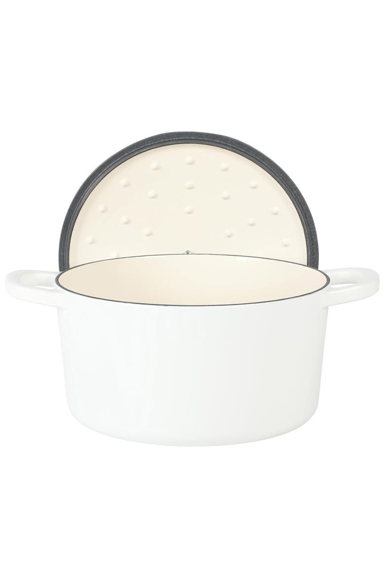 7 Quart Round Enameled Cast Iron Dutch Oven with Lid, Alternate, color, White
