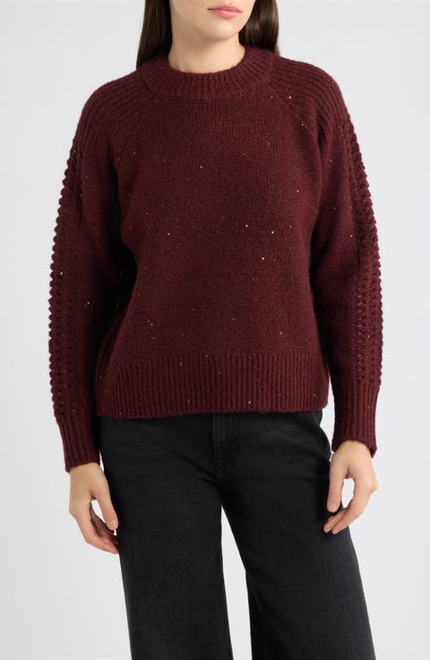 Sequin Mock Neck Sweater