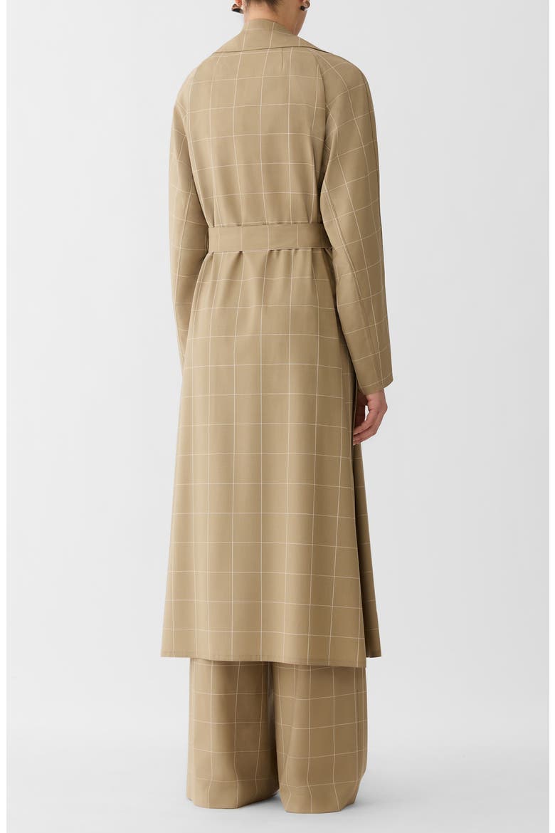 Garden Grid Oversize Belted Tropical Wool Blend Duster, Alternate, color, CADET KHAKI MULTI