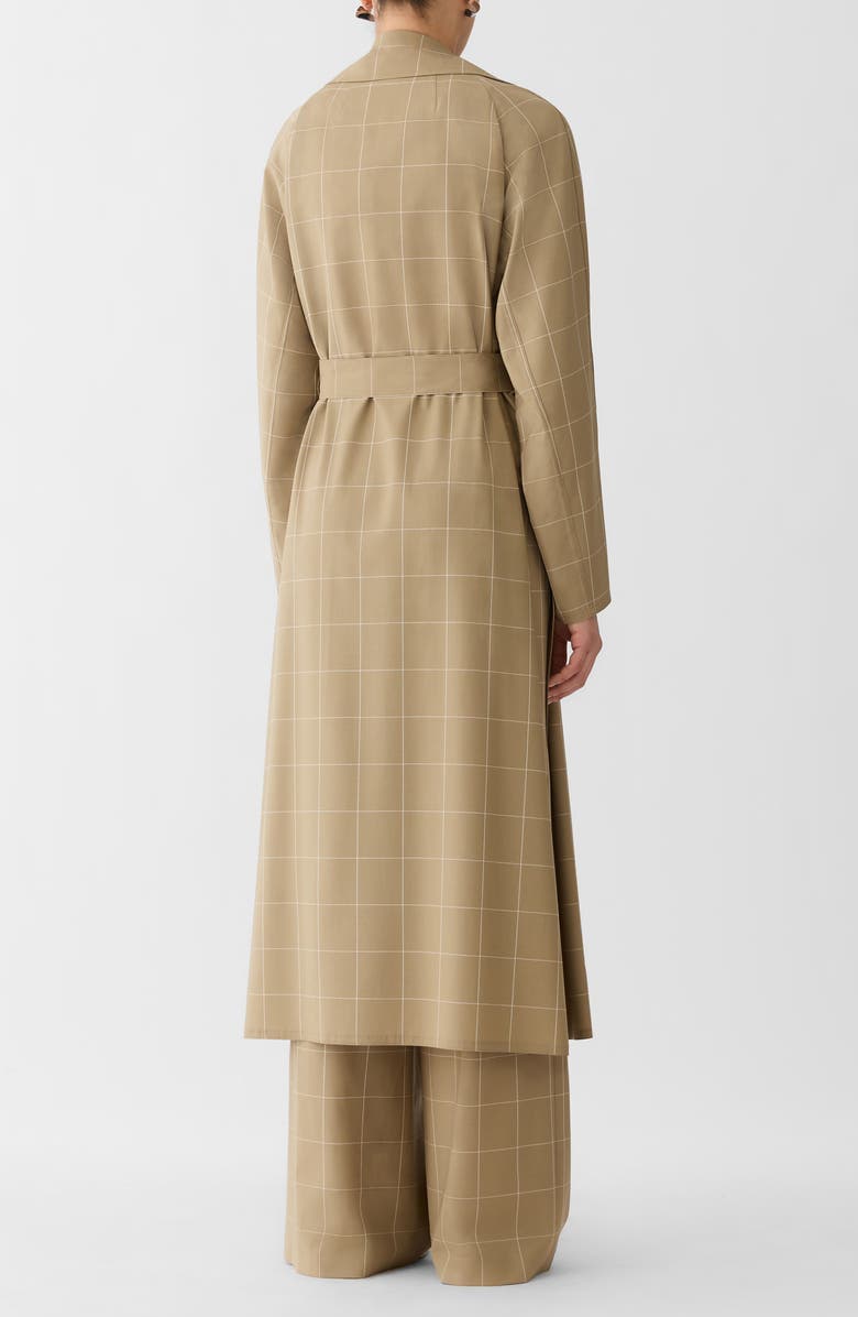 Lafayette 148 New York Garden Grid Oversize Belted Tropical Wool Blend Duster, Alternate, color, Cadet Khaki Multi