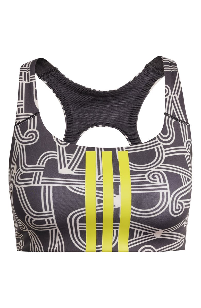 adidas x FARM Rio Climacool Sports Bra, Alternate, color, Black/ Crystal Linen/ Lime