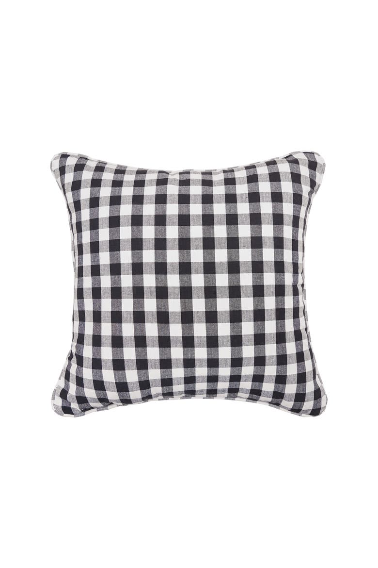 Ashford Gingham Check Cotton Decorative Throw Pillow, 18" x 18" With Insert, Main, color, Black
