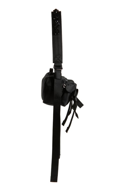 Simone Rocha Beaded Classic Bow Nylon Crossbody Camera Bag In Black/jet2