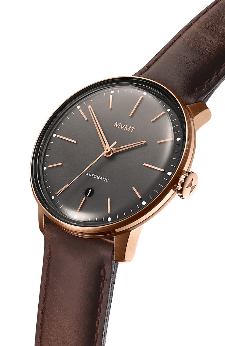 MVMT WATCHES MVMT Automatic Leather Strap Watch, Alternate, color,